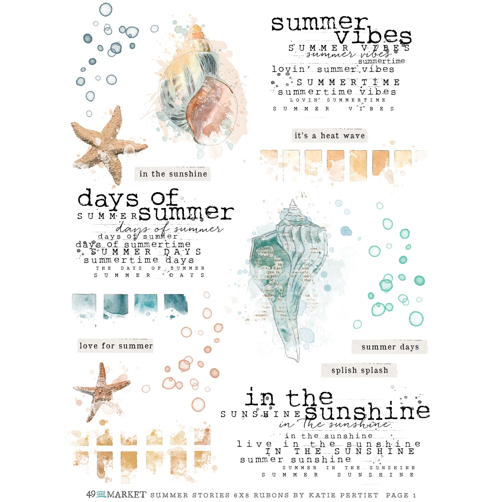 49 en Market - Vintage Bits-collectie - 6 x 8 Rub-On Transfers - Essential Blendables 2